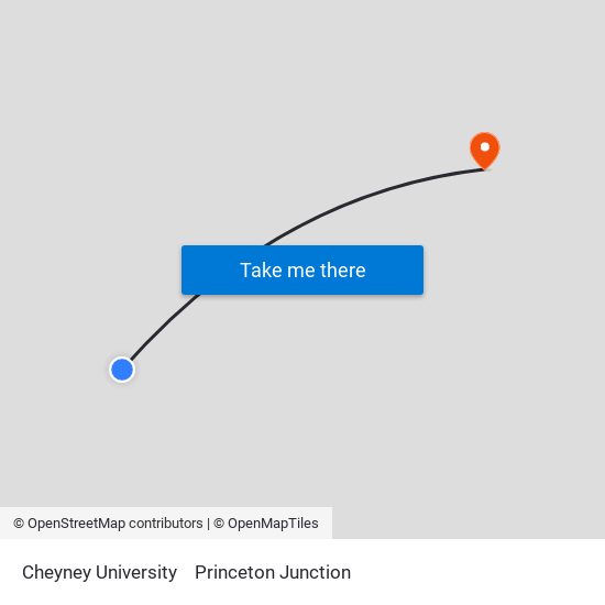 Cheyney University to Princeton Junction map