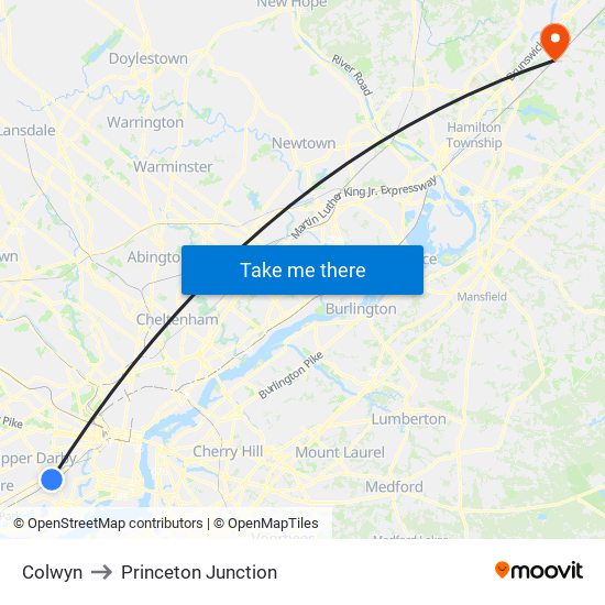 Colwyn to Princeton Junction map