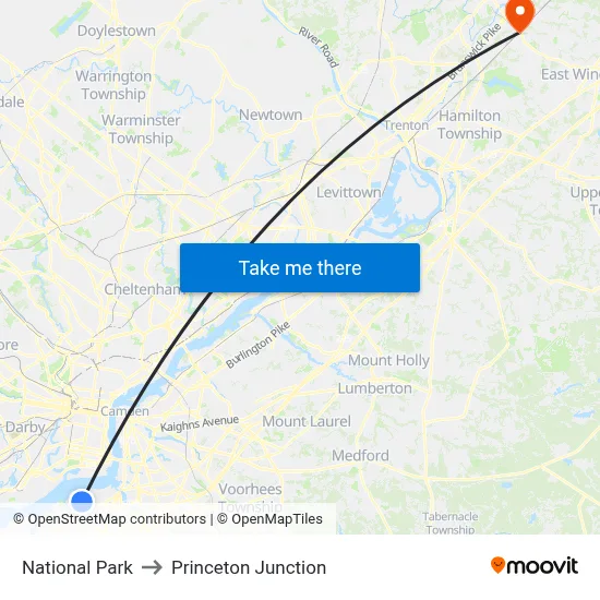 National Park to Princeton Junction map