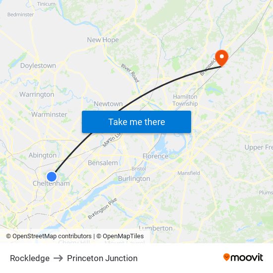 Rockledge to Princeton Junction map