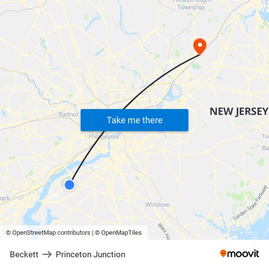 Beckett to Princeton Junction map