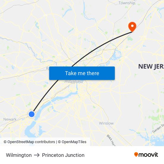 Wilmington to Princeton Junction map