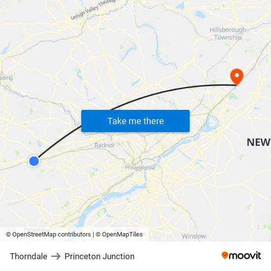 Thorndale to Princeton Junction map