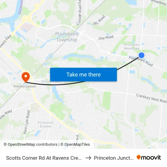 Scotts Corner Rd At Ravens Crest Dr to Princeton Junction map
