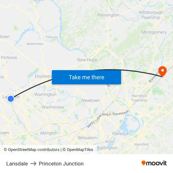 Lansdale to Princeton Junction map