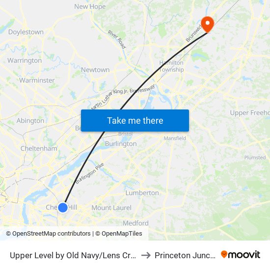 Upper Level by Old Navy/Lens Crafters to Princeton Junction map