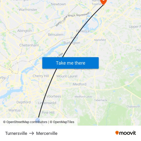 Turnersville to Mercerville map