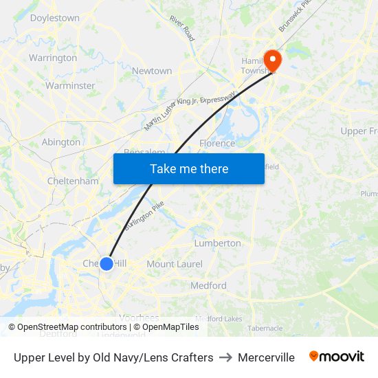 Upper Level by Old Navy/Lens Crafters to Mercerville map