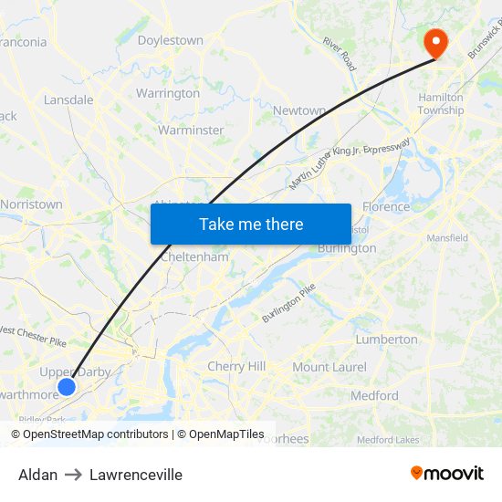 Aldan to Lawrenceville map