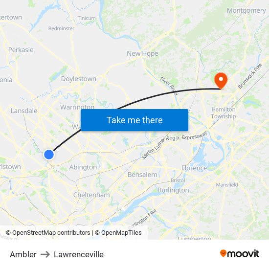 Ambler to Lawrenceville map