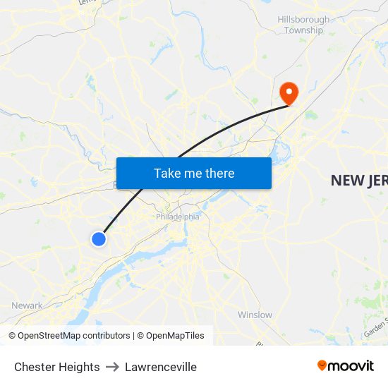 Chester Heights to Lawrenceville map