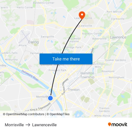 Morrisville to Lawrenceville map