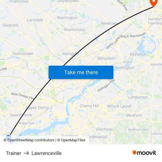 Trainer to Lawrenceville map