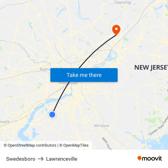 Swedesboro to Lawrenceville map