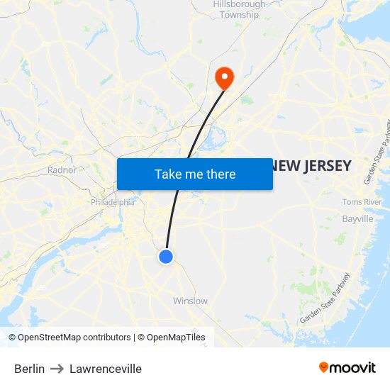Berlin to Lawrenceville map