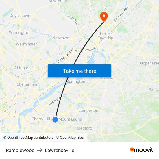 Ramblewood to Lawrenceville map