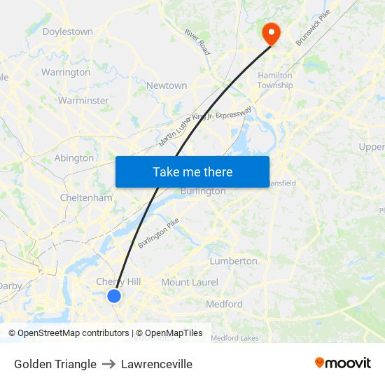 Golden Triangle to Lawrenceville map