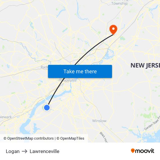 Logan to Lawrenceville map