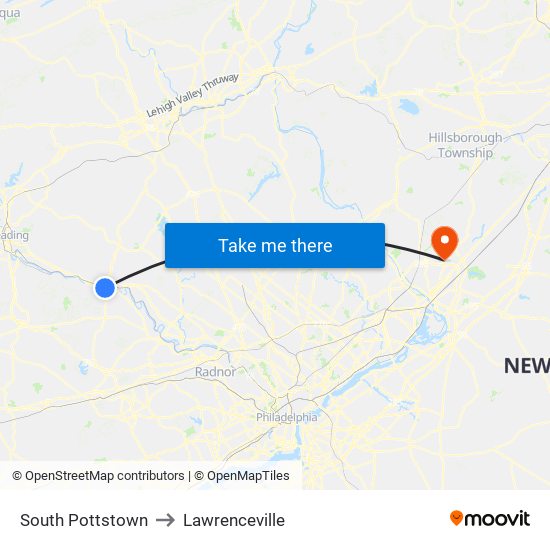 South Pottstown to Lawrenceville map