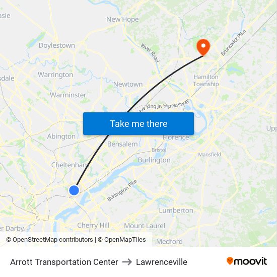 Arrott Transportation Center to Lawrenceville map