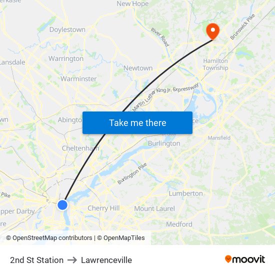 2nd St Station to Lawrenceville map