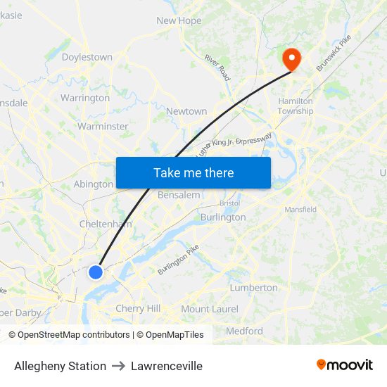 Allegheny Station to Lawrenceville map