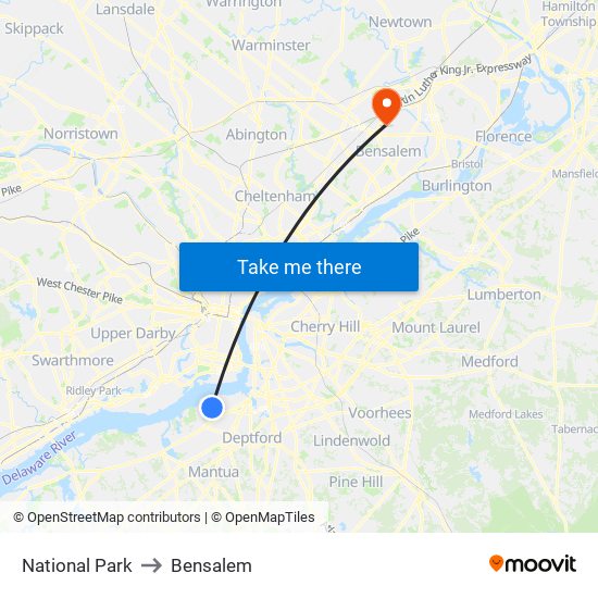 National Park to Bensalem map