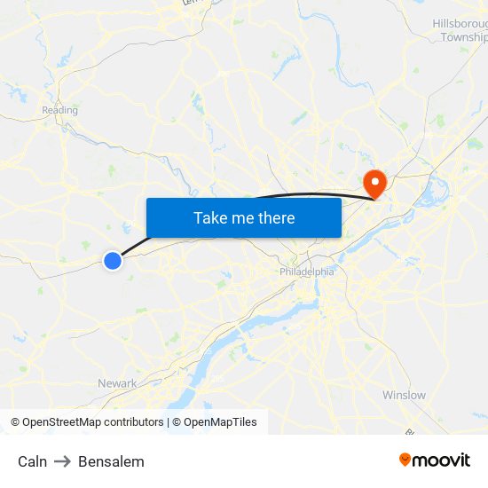 Caln to Bensalem map