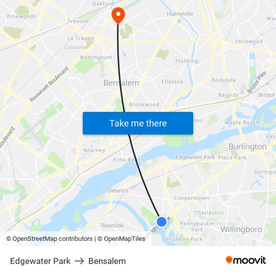 Edgewater Park to Bensalem map
