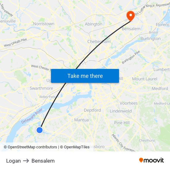 Logan to Bensalem map