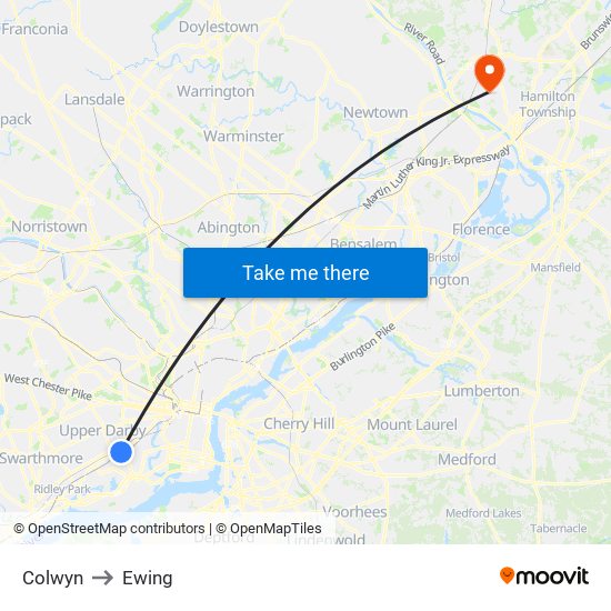 Colwyn to Ewing map