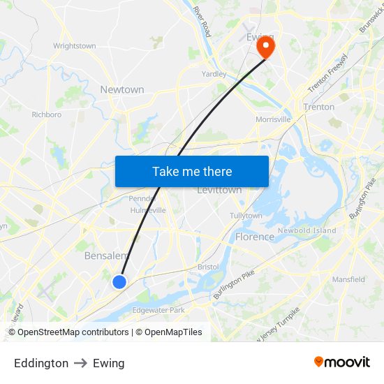 Eddington to Ewing map