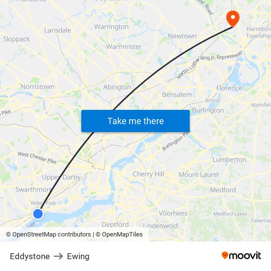 Eddystone to Ewing map