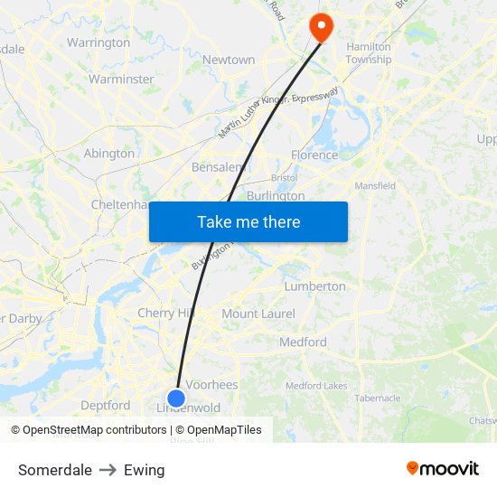 Somerdale to Ewing map