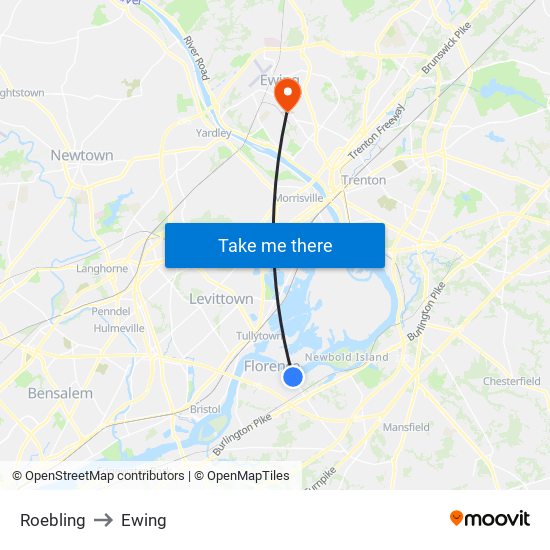 Roebling to Ewing map