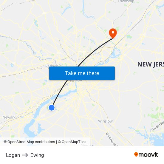 Logan to Ewing map