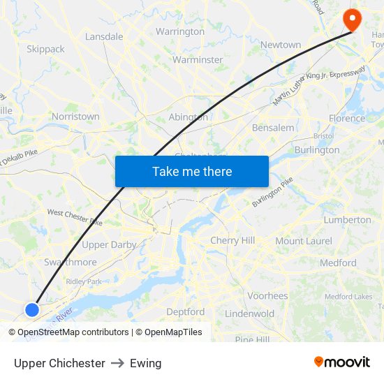 Upper Chichester to Ewing map