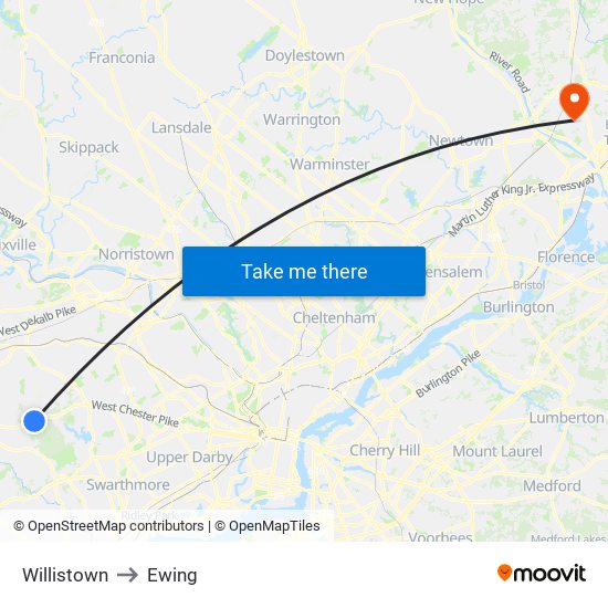 Willistown to Ewing map