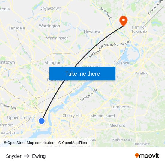 Snyder to Ewing map