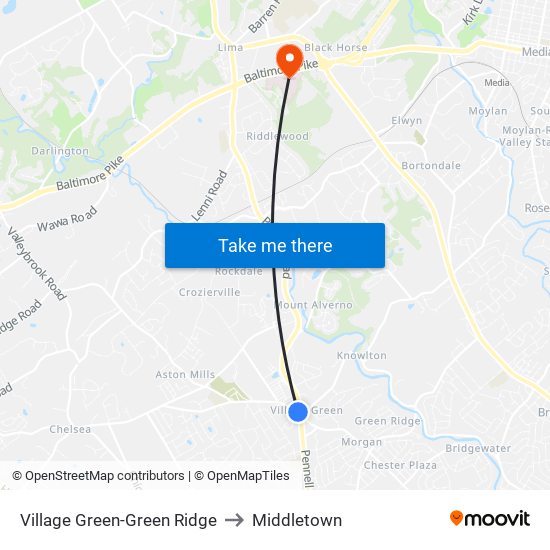 Village Green-Green Ridge to Middletown map