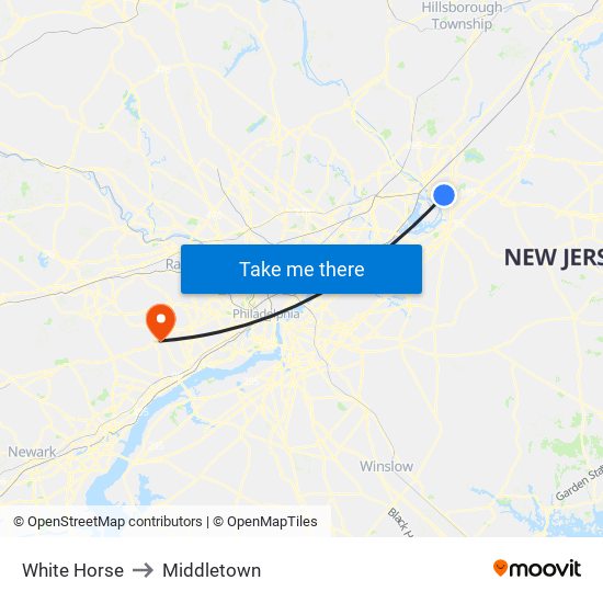 White Horse to Middletown map