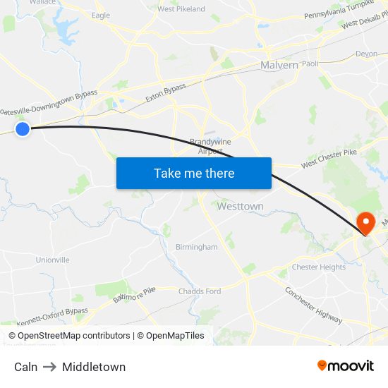 Caln to Middletown map