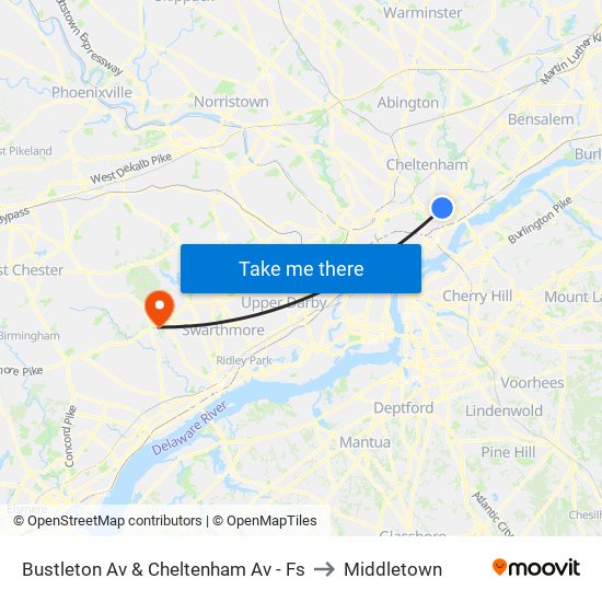 Bustleton Av & Cheltenham Av - Fs to Middletown map
