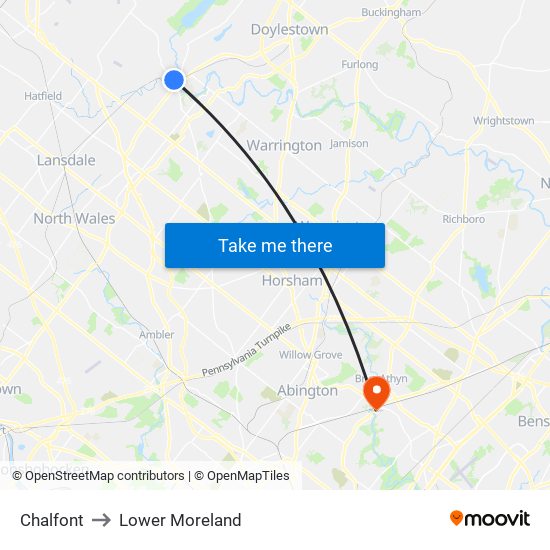 Chalfont to Lower Moreland map