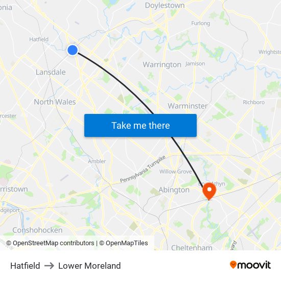 Hatfield to Lower Moreland map