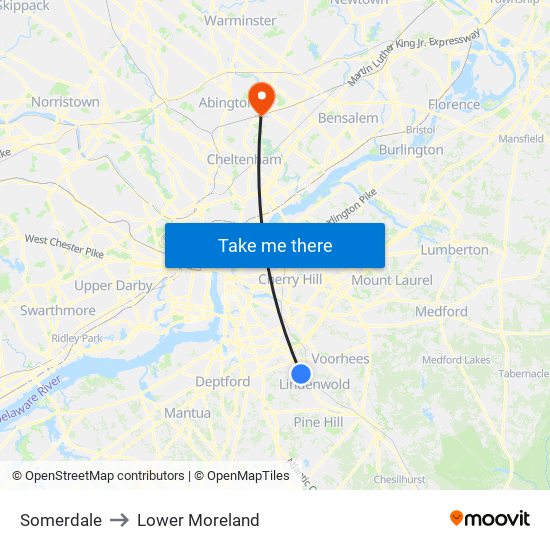 Somerdale to Lower Moreland map