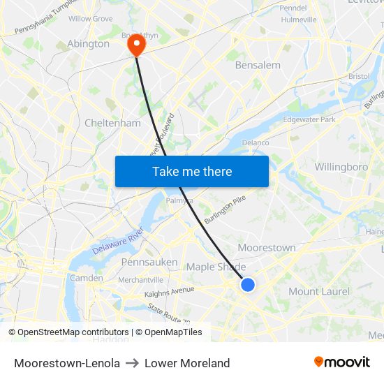 Moorestown-Lenola to Lower Moreland map