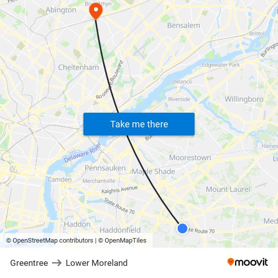 Greentree to Lower Moreland map