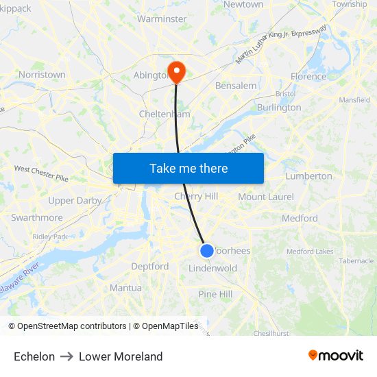 Echelon to Lower Moreland map