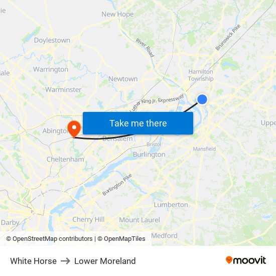 White Horse to Lower Moreland map